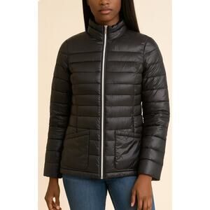 Calvin Klein Packable Lightweight Down Coat Black packable gold hardware SZ SM
